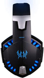 SENHAI G2000 Auriculares Gaming para PS4, PC, Xbox One Controller, Auriculares con micrófono Que Cancela el Ruido sobre el oído, luz LED, Auriculares envolventes Bajos-Negro + Azul