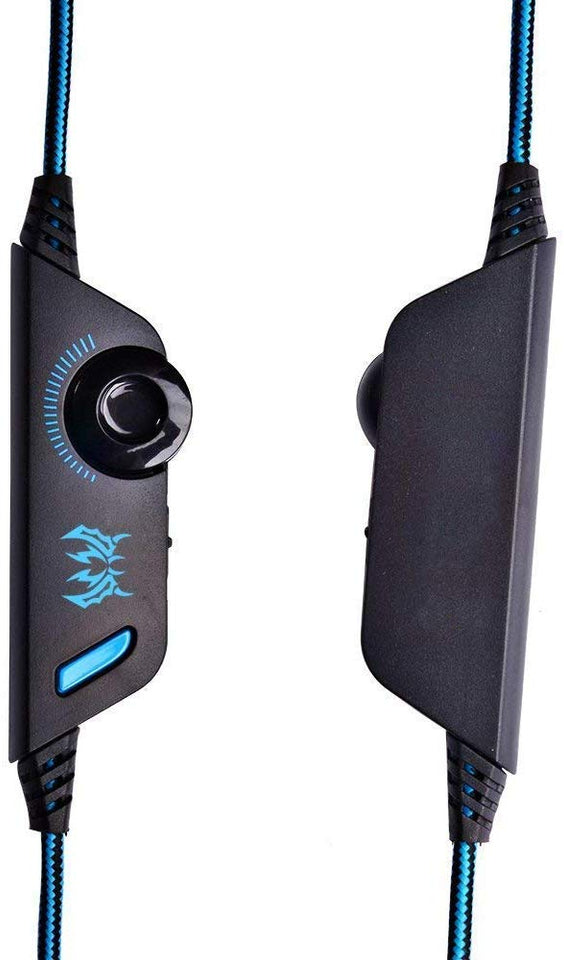 SENHAI G2000 Auriculares Gaming para PS4, PC, Xbox One Controller, Auriculares con micrófono Que Cancela el Ruido sobre el oído, luz LED, Auriculares envolventes Bajos-Negro + Azul