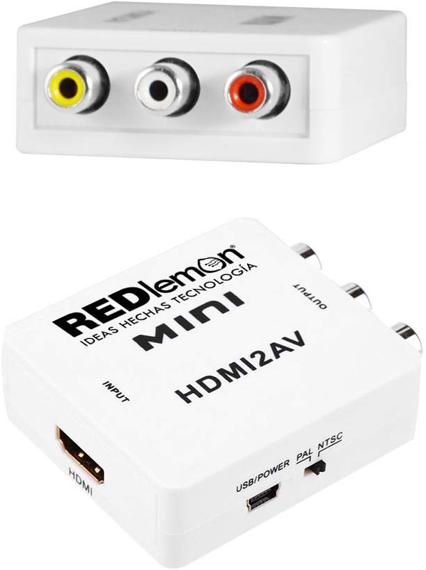 Redlemon Adaptador y Convertidor HDMI a RCA 1080P Digital a Análogo para Audio y Video. Compatible con Consolas de Videojuegos PS4 Xbox DVD Blue Ray TV Box PC y Sistemas de Televisión de Paga