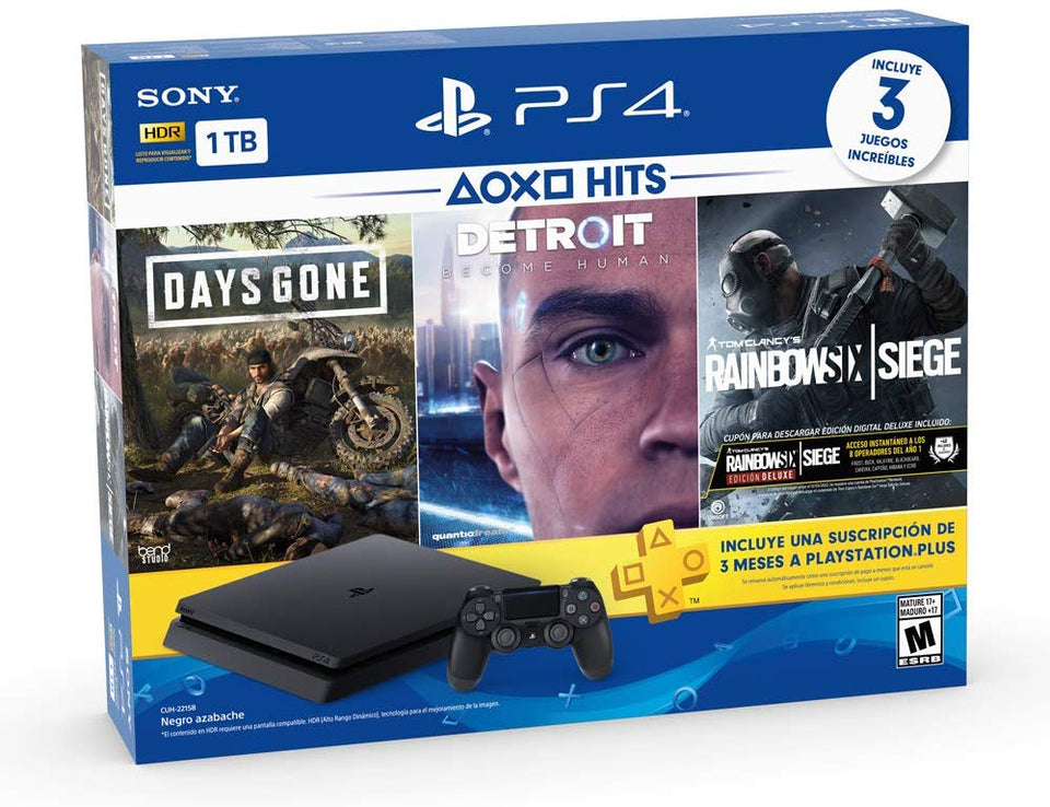 PlayStation 4 Hits 1TB con 3 juegos: Days Gone, Detroit: Become Human, Tom Clancy's Rainbow Six: Siege - Bundle Edition