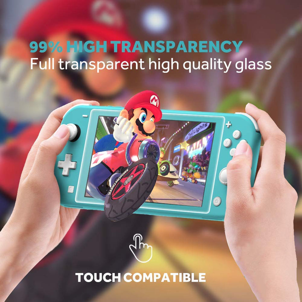 GeeRic Kit de Accesorios Compatible para Nintendo Switch Lite 4 en 1 con Funda Compatible para Switch Lite, Carcasa Transparente, 2 Protector de Pantalla, 4 Joy-con Pulgar Grips, Paño de Limpieza