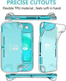 GeeRic Kit de Accesorios Compatible para Nintendo Switch Lite 4 en 1 con Funda Compatible para Switch Lite, Carcasa Transparente, 2 Protector de Pantalla, 4 Joy-con Pulgar Grips, Paño de Limpieza