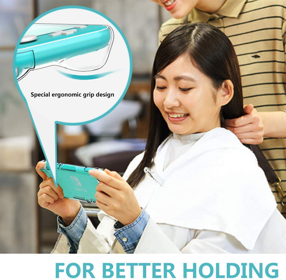 GeeRic Kit de Accesorios Compatible para Nintendo Switch Lite 4 en 1 con Funda Compatible para Switch Lite, Carcasa Transparente, 2 Protector de Pantalla, 4 Joy-con Pulgar Grips, Paño de Limpieza