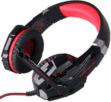 AFUNTA Auriculares Gaming para PS4, PC, Xbox One Controller, Auriculares con micrófono Que Cancela el Ruido sobre el oído, luz LED, Auriculares envolventes Bajos-Negro + Rojo
