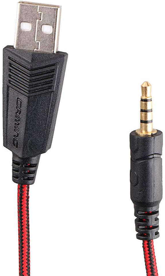 AFUNTA Auriculares Gaming para PS4, PC, Xbox One Controller, Auriculares con micrófono Que Cancela el Ruido sobre el oído, luz LED, Auriculares envolventes Bajos-Negro + Rojo
