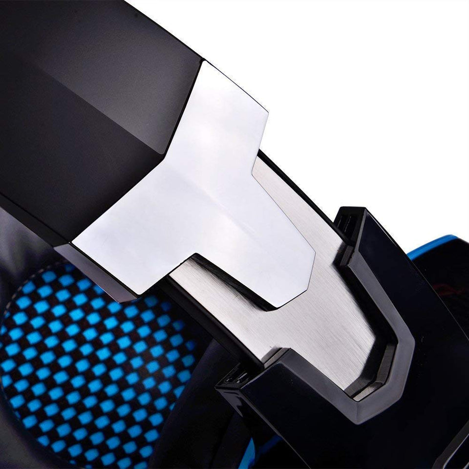SENHAI G2000 Auriculares Gaming para PS4, PC, Xbox One Controller, Auriculares con micrófono Que Cancela el Ruido sobre el oído, luz LED, Auriculares envolventes Bajos-Negro + Azul